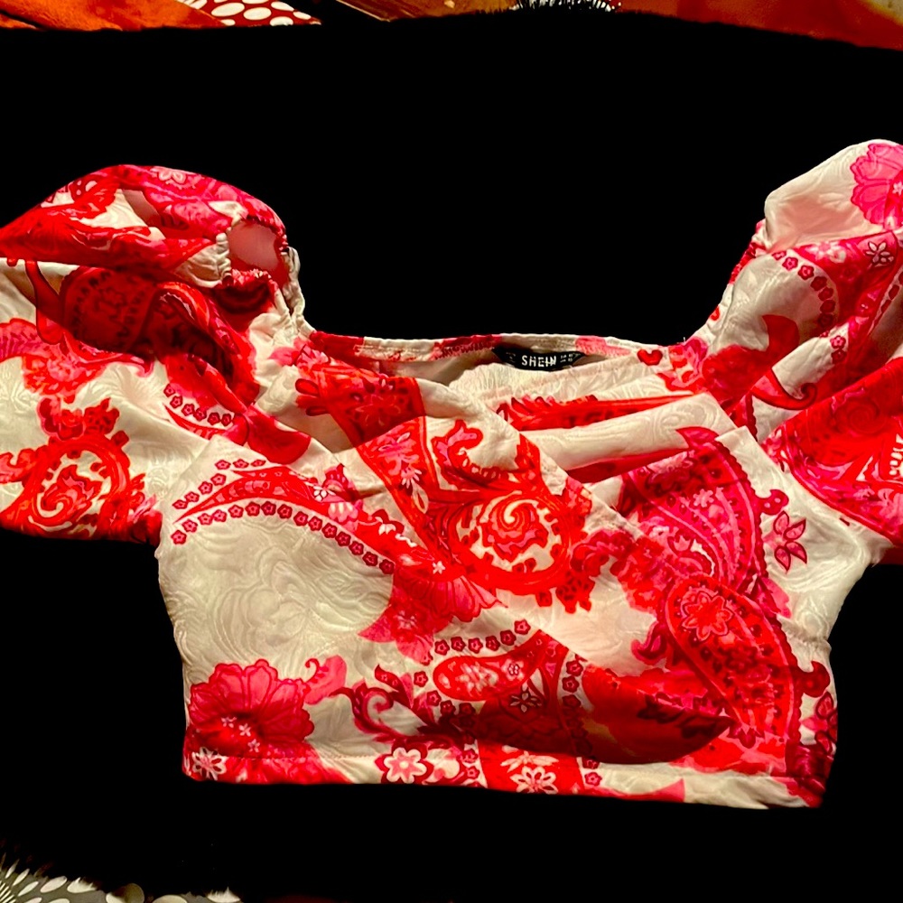 Pink and orange floral skirt set from Shein